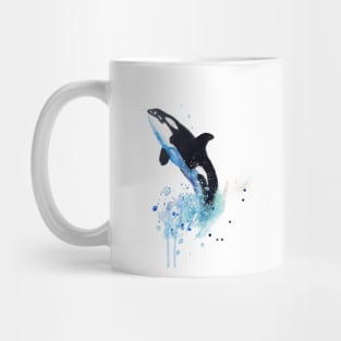 watercolor whale illustration with dripples Mug